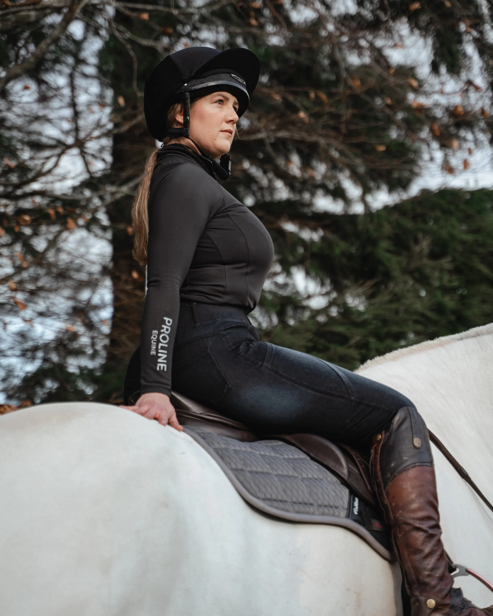 Freedom denim phone pocket riding leggings