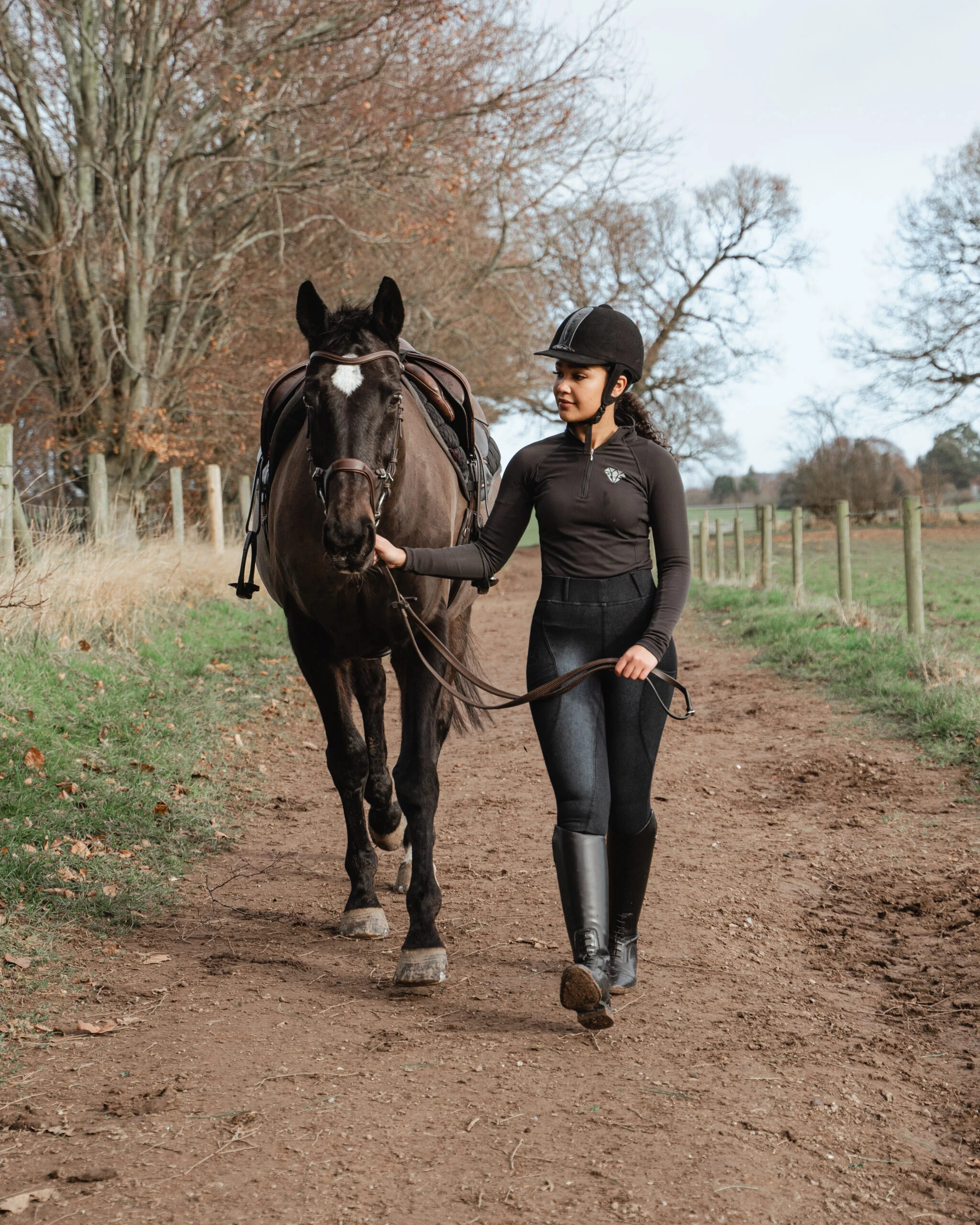 Freedom denim phone pocket riding leggings
