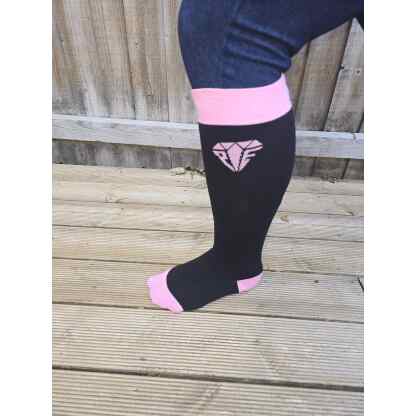 Freedom Stretch Socks - Wide Calf (15''-24'') One Size - Black/Pink