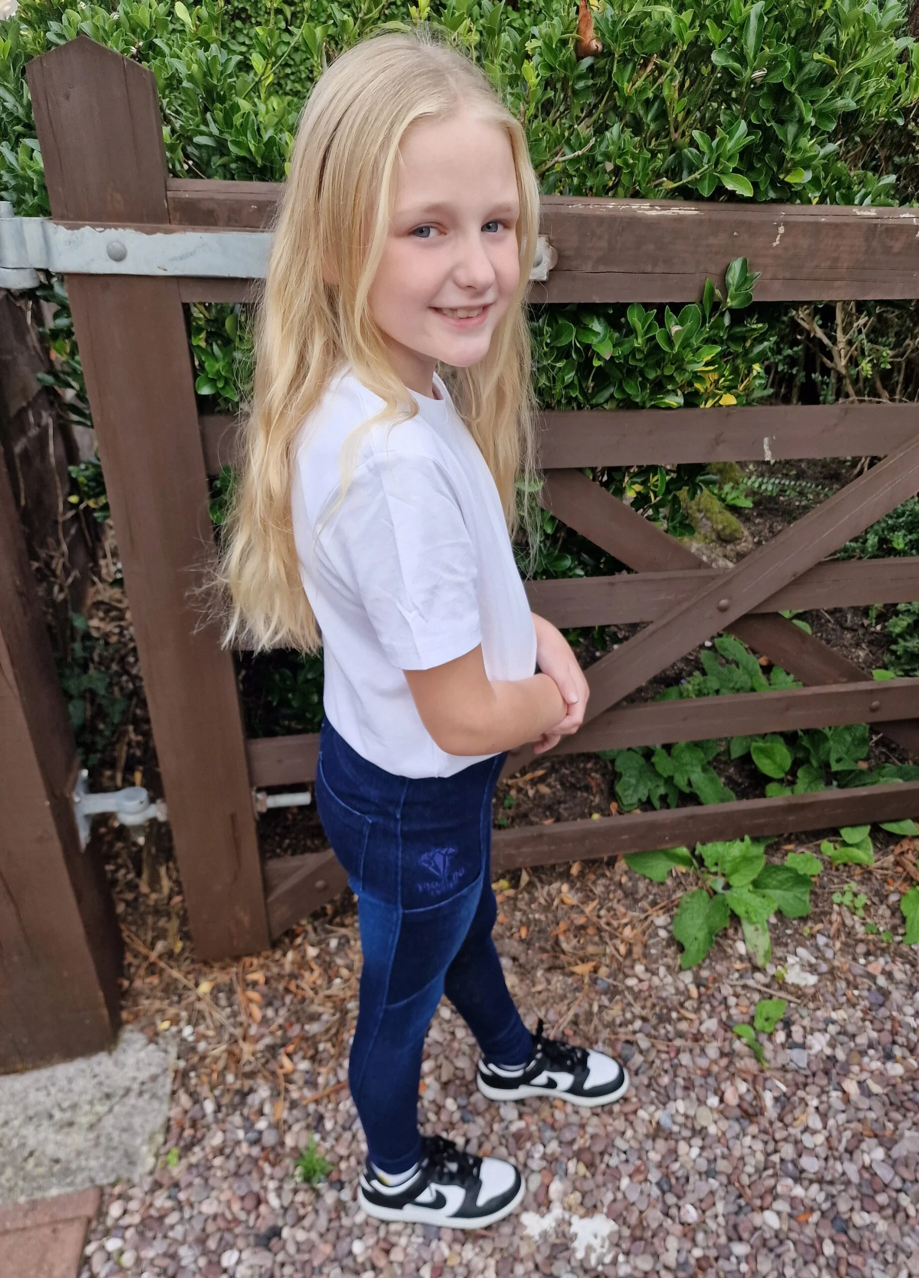 Kids Freedom denim phone pocket riding leggings