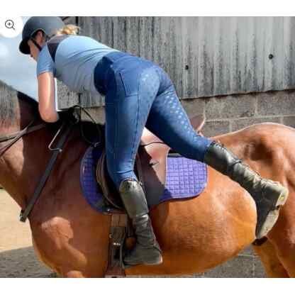 Freedom Denim Phone Pocket Riding Leggings Full Seat Grip - Dark Blue