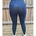 Freedom Denim Phone Pocket Riding Leggings No Silicone Grip - Dark Blue/Black Seat Image